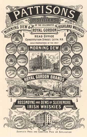 historie skotské whisky - Jedna z reklam bratří Pattisonů