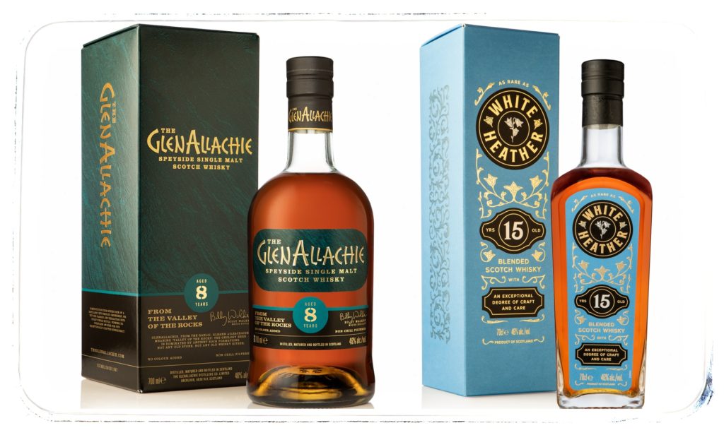 GlenAllachie 8 Years Old a White Heather 15 Years Old