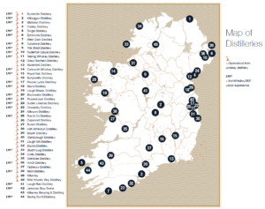irská whiskey mapa